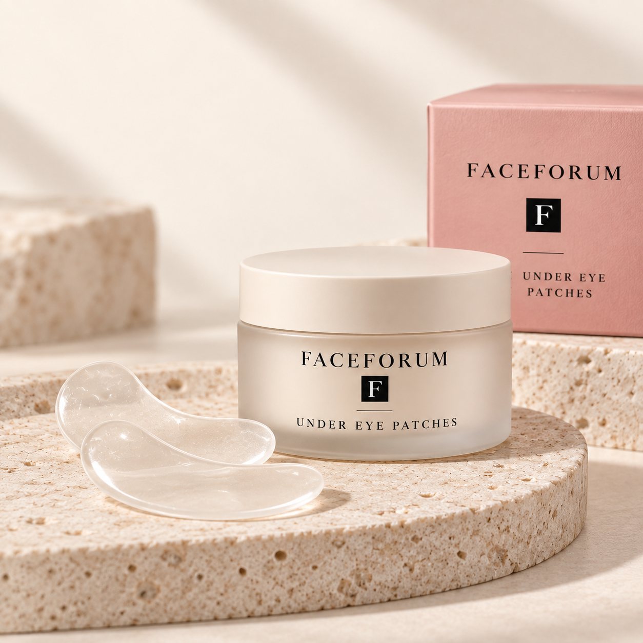 Under Eye Patches in frosted jar met rose verpakking